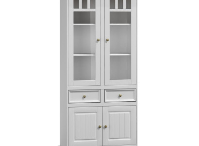 Klassische Wohnzimmer Möbel Weiß Braun Holz Schaufenster Vitrine Schrank Möbel